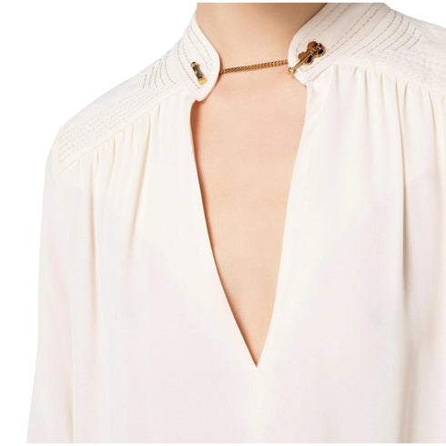 Elisabetta Franchi Camicia elegante Camicia Donna con scollo a V Burro - Francavilla Moda