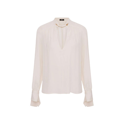 Elisabetta Franchi Camicia elegante Camicia Donna con scollo a V Burro - Francavilla Moda
