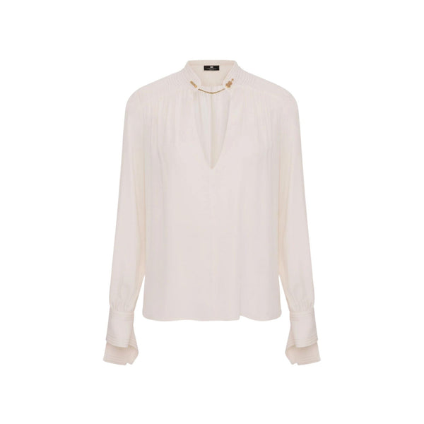 Elisabetta Franchi Camicia elegante Camicia Donna con scollo a V Burro - Francavilla Moda