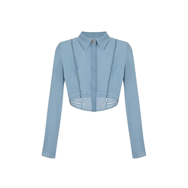 Camicia Donna cropped traforata Carta da zucchero Elisabetta Franchi- Francavilla Moda