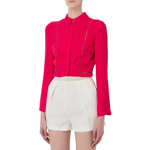 Camicia Donna cropped traforata Fucsia Elisabetta Franchi- Francavilla Moda
