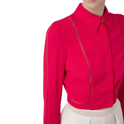 Camicia Donna cropped traforata Fucsia Elisabetta Franchi- Francavilla Moda