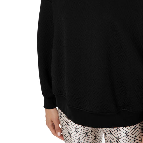 Felpa Donna con motivo logo Nero Elisabetta Franchi- Francavilla Moda