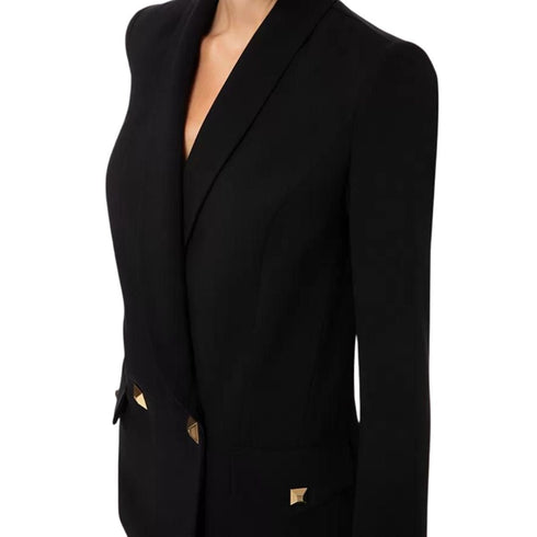 Giacca doppiopetto taglio uomo con Borchie Oro Nero ELISABETTA FRANCHI- Francavilla Moda