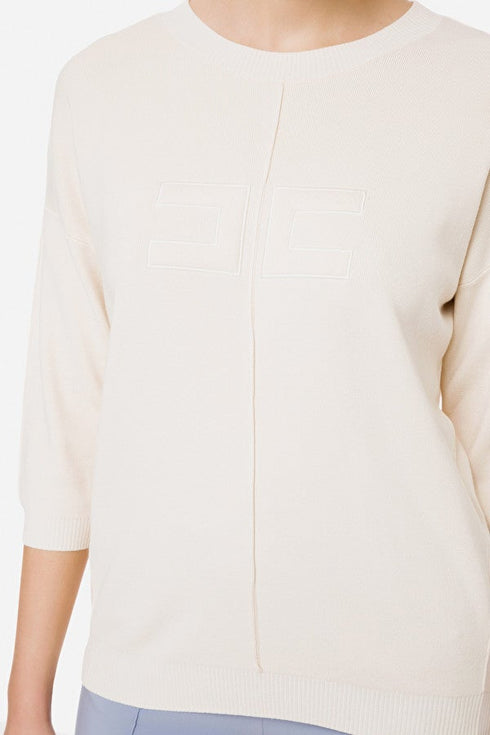 Girocollo Donna con logo in rilievo Burro ELISABETTA FRANCHI- Francavilla Moda