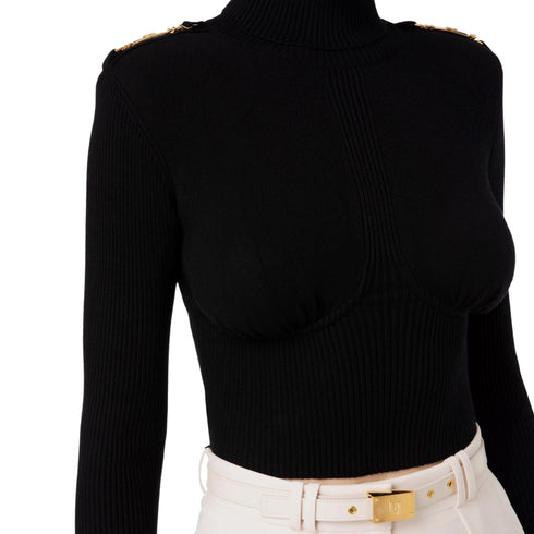 Maglia Donna a collo alto Nero Elisabetta Franchi- Francavilla Moda