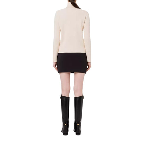 Maglione dolcevita in cotone con tasche applicate Burro ELISABETTA FRANCHI- Francavilla Moda