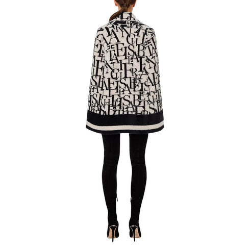 Mantella cappa doppiopetto con lettering Burro nero ELISABETTA FRANCHI- Francavilla Moda