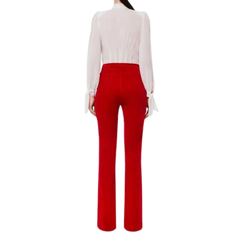 Pantalone da Donna con Patte in Velluto Red velvet ELISABETTA FRANCHI- Francavilla Moda