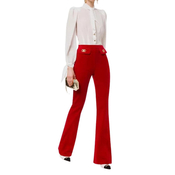 Pantalone da Donna con Patte in Velluto Red velvet ELISABETTA FRANCHI- Francavilla Moda