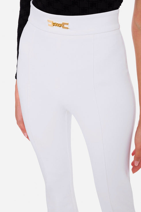 Pantalone Donna a zampa in doppio crepe Avorio ELISABETTA FRANCHI- Francavilla Moda