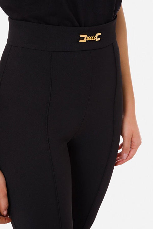 Pantalone Donna a zampa in doppio crepe Nero ELISABETTA FRANCHI- Francavilla Moda