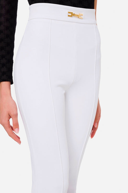 Pantalone Donna a zampa in doppio crepe Avorio ELISABETTA FRANCHI- Francavilla Moda