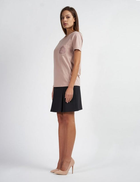 T-shirt Donna con taschino ricamato Malva ELISABETTA FRANCHI- Francavilla Moda