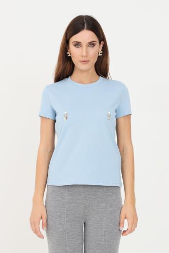 T-shirt Donna MA20616E2 con orecchini Celeste ELISABETTA FRANCHI- Francavilla Moda