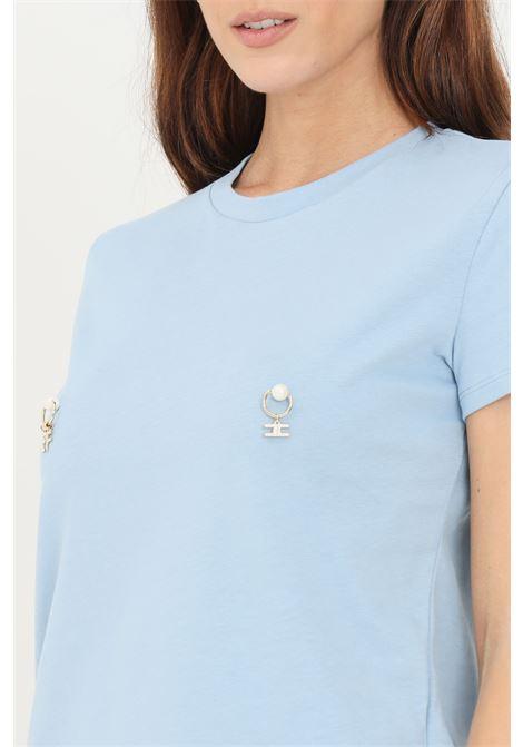 T-shirt Donna MA20616E2 con orecchini Celeste ELISABETTA FRANCHI- Francavilla Moda