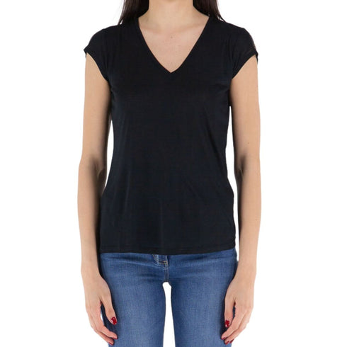 T-shirt Donna scollo a V Nero Elisabetta Franchi- Francavilla Moda