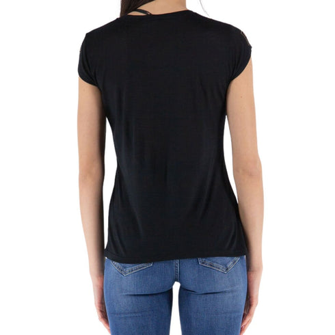 T-shirt Donna scollo a V Nero Elisabetta Franchi- Francavilla Moda