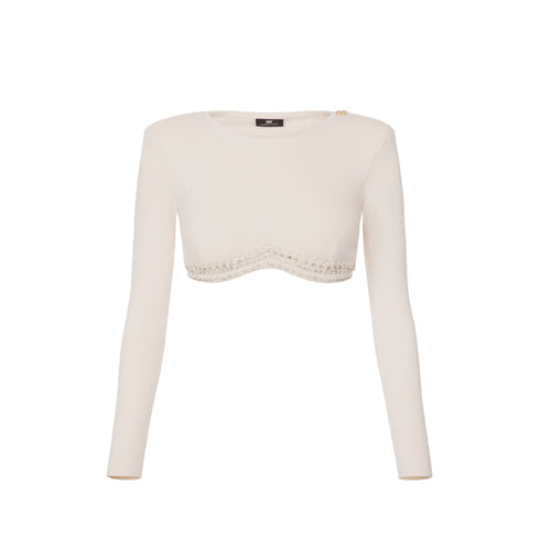 Top Donna crop in maglia Burro Elisabetta Franchi- Francavilla Moda