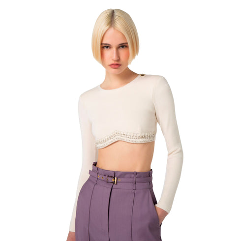 Top Donna crop in maglia Burro Elisabetta Franchi- Francavilla Moda