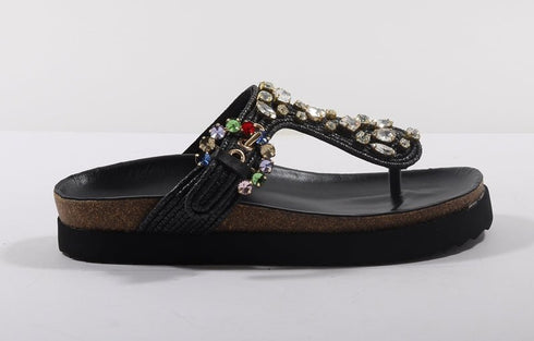 Sandali infradito Donna con strass e fondo in gomma Beige EMANUELLE VEE- Francavilla Moda