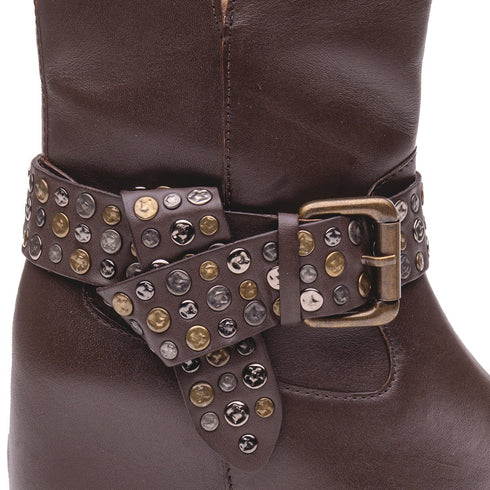 Stivaletti Donna tronchetto con borchie Marrone EMANUELLE VEE- Francavilla Moda