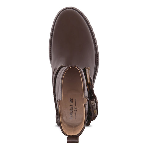 Stivaletti Donna tronchetto con borchie Marrone EMANUELLE VEE- Francavilla Moda