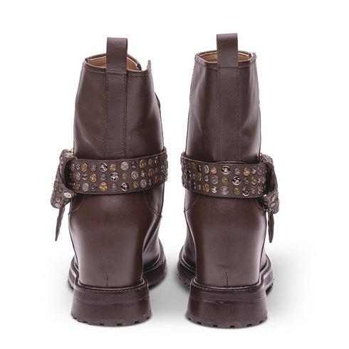Stivaletti Donna tronchetto con borchie Marrone EMANUELLE VEE- Francavilla Moda
