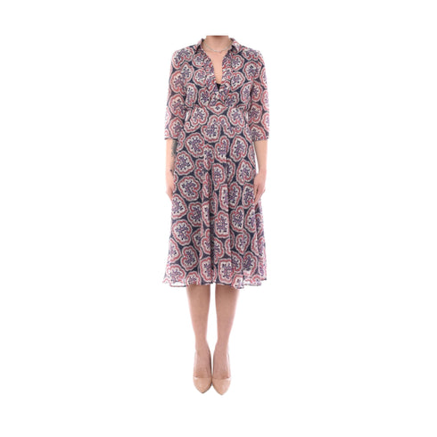 Abito Donna plumetis fantasia Blu rosso EMME MARELLA- Francavilla Moda