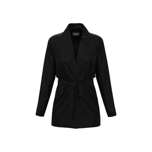 Cardigan con cintura in vita e maniche lunghe Nero EMME MARELLA- Francavilla Moda