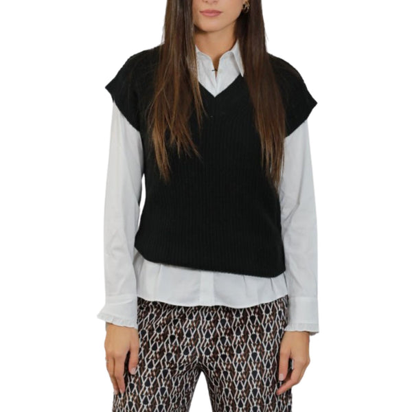 Gilet Donna a costa inglese Nero Emme Marella- Francavilla Moda