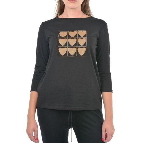 T-Shirt Donna IGNOTO con maniche 3/4 Nero Emme Marella- Francavilla Moda