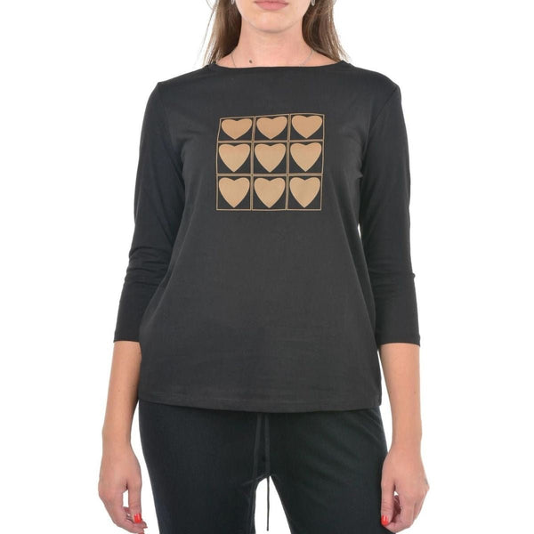 T-Shirt Donna IGNOTO con maniche 3/4 Nero Emme Marella- Francavilla Moda