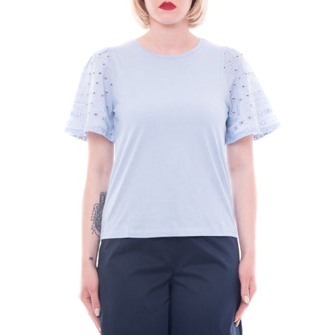 T-shirt Donna PANAMA con ricamo sangallo Celeste EMME MARELLA- Francavilla Moda
