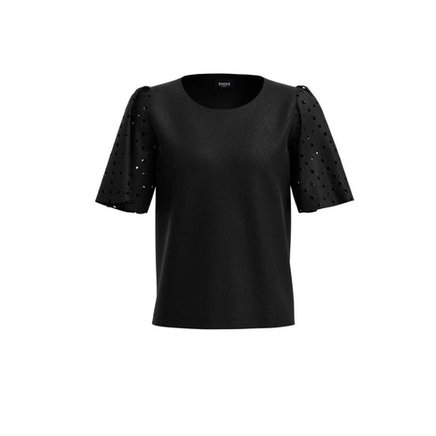 T-shirt Donna PANAMA con ricamo sangallo Nero EMME MARELLA- Francavilla Moda