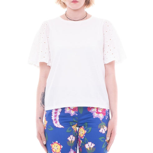 T-shirt Donna PANAMA con ricamo sangallo Bianco EMME MARELLA- Francavilla Moda