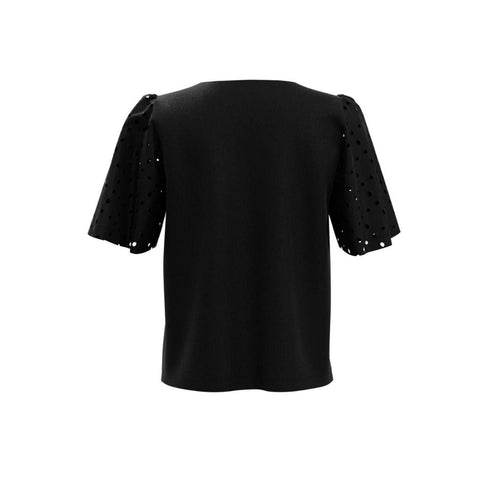 T-shirt Donna PANAMA con ricamo sangallo Nero EMME MARELLA- Francavilla Moda