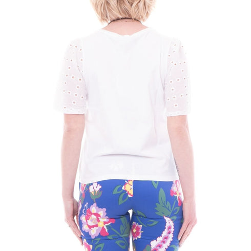 T-shirt Donna PANAMA con ricamo sangallo Bianco EMME MARELLA- Francavilla Moda