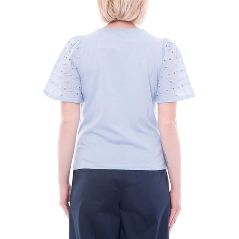T-shirt Donna PANAMA con ricamo sangallo Celeste EMME MARELLA- Francavilla Moda