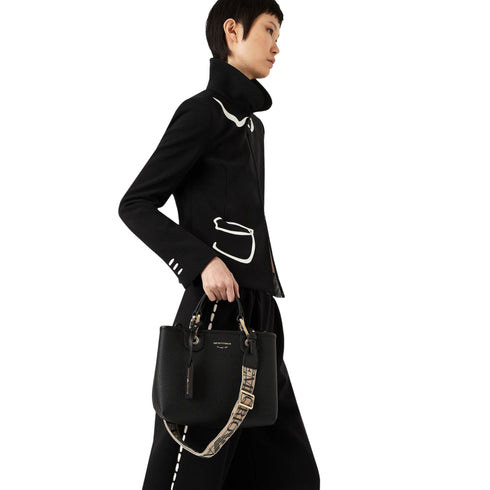 Emporio Armani Borsa a mano Borsa Donna shopper piccola modello MyEA Nero argento - Francavilla Moda