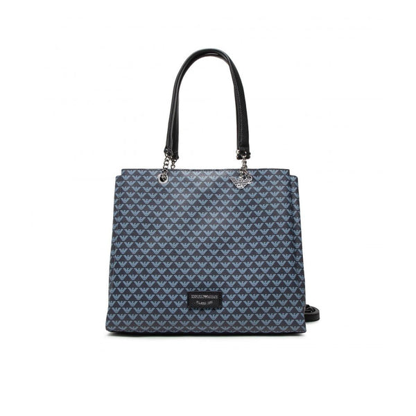 Borsa Shopper con logo serigrafato all over Azzurro EMPORIO ARMANI- Francavilla Moda