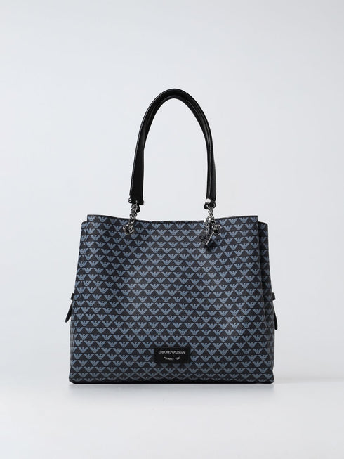 Borsa Shopper con logo serigrafato all over Nero EMPORIO ARMANI- Francavilla Moda