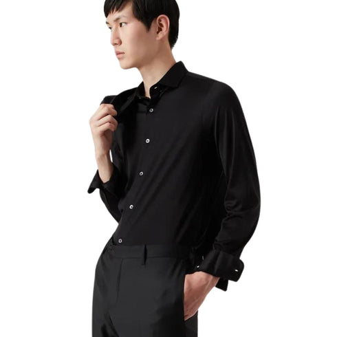 Emporio Armani Camicia elegante Camicia Uomo in misto lyocell Nero - Francavilla Moda