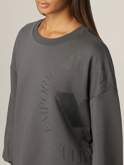 Felpa Donna 6K2M7J2JRGZ con logo oversize Polvere EMPORIO ARMANI- Francavilla Moda