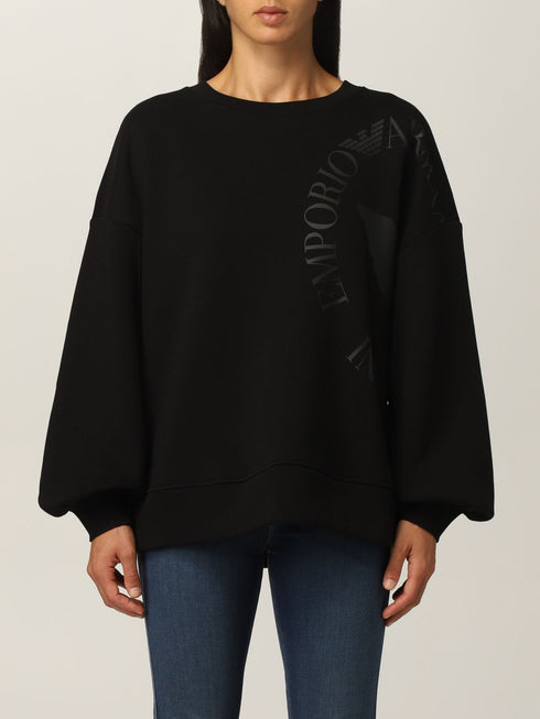 Felpa Donna 6K2M7J2JRGZ con logo oversize Nero EMPORIO ARMANI- Francavilla Moda