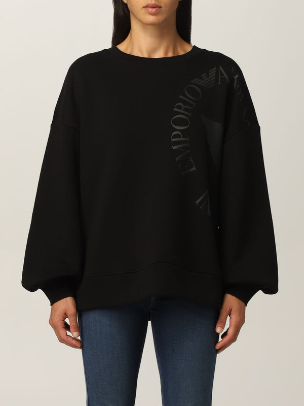 Felpa Donna 6K2M7J2JRGZ con logo oversize Nero EMPORIO ARMANI- Francavilla Moda