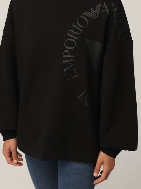 Felpa Donna 6K2M7J2JRGZ con logo oversize Nero EMPORIO ARMANI- Francavilla Moda