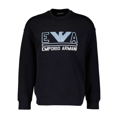 Felpa Uomo con logo stampato Blu avio EMPORIO ARMANI- Francavilla Moda