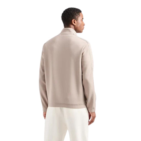 Emporio Armani Felpa con zip Felpa Uomo con zip e tape logata sulle maniche Tortora - Francavilla Moda
