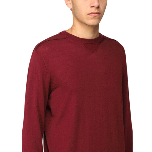 Emporio Armani Pullover Maglia girocollo in lana slim fit Burgundy - Francavilla Moda
